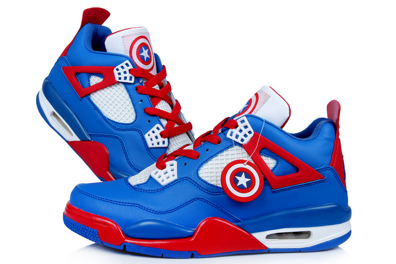 Air Jordan 4 Men Shoes Blue/Red Online